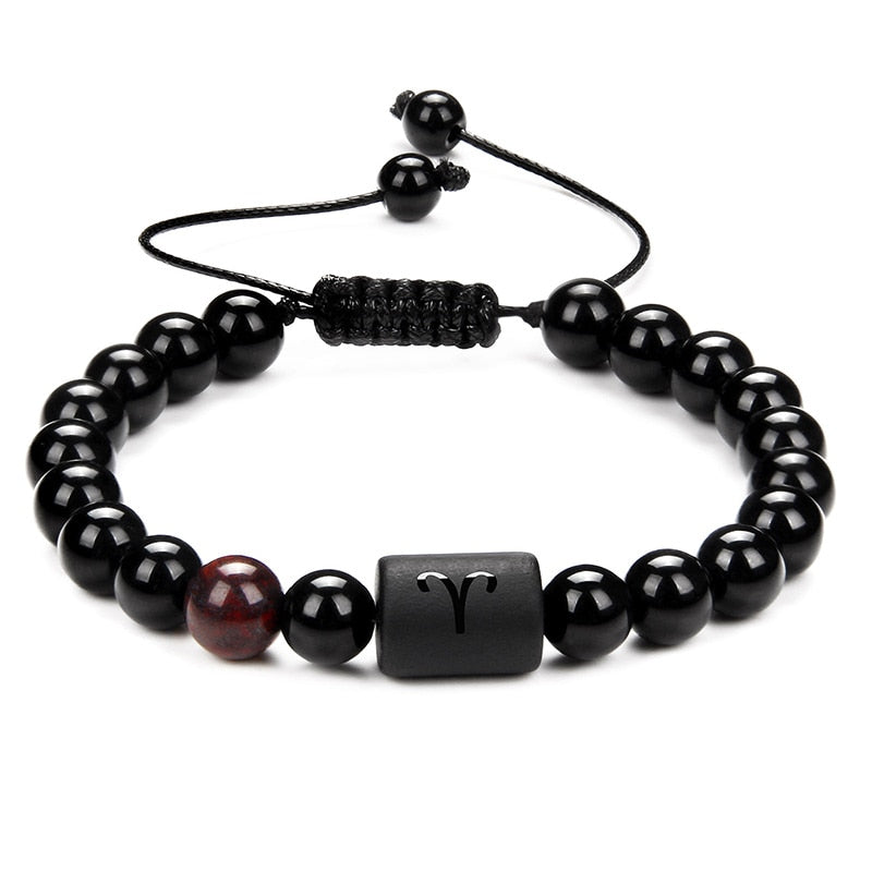 12 Constellation Couple Bracelet Black Stone Bracelets