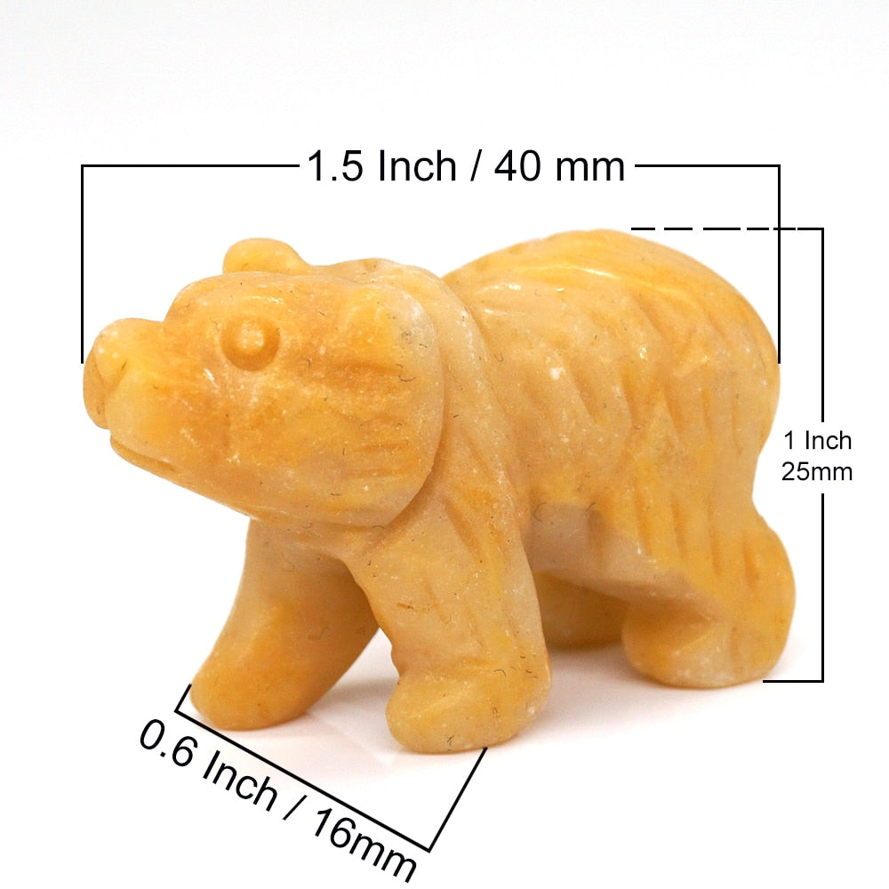 Bear Statue Natural Stone Hand Carved Figure Room
