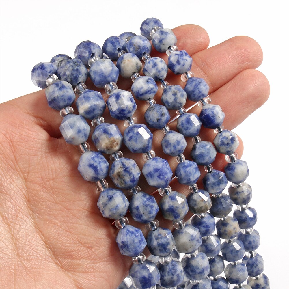 Natural Stone Beads Jades Crystal Faceted Sharp