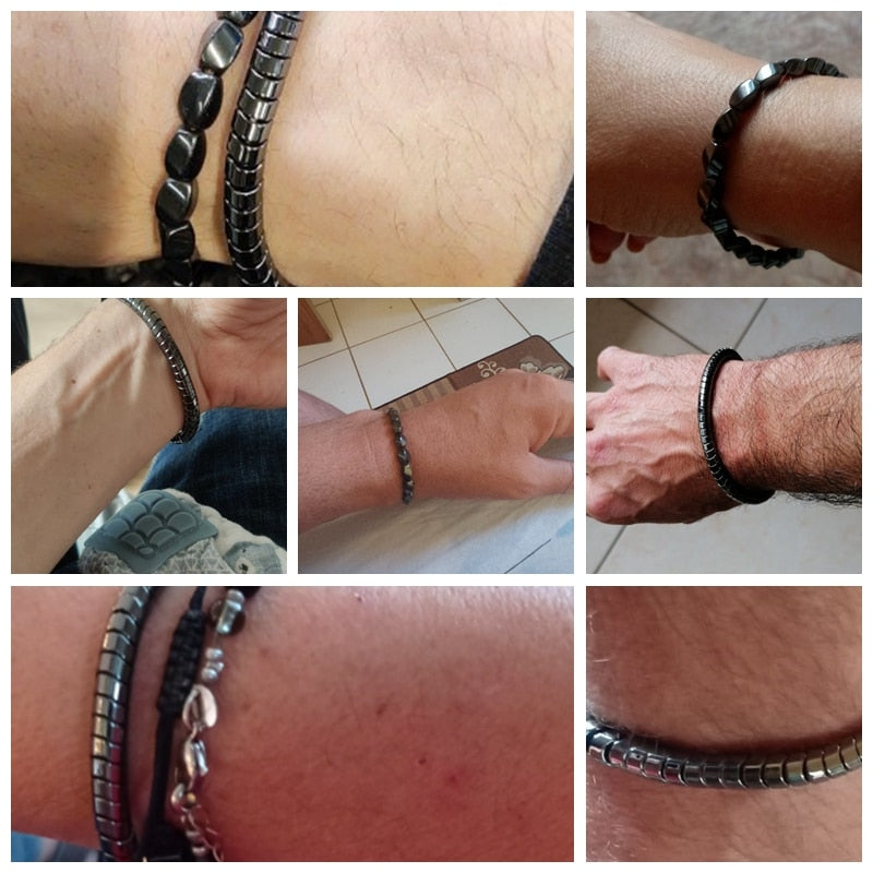 Natural Hematite Chips Beads Bracelets Men Fashion