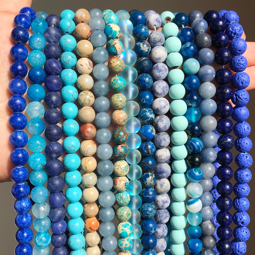 Blue Style Natural Stone Turquoises Agates Jades Lapis