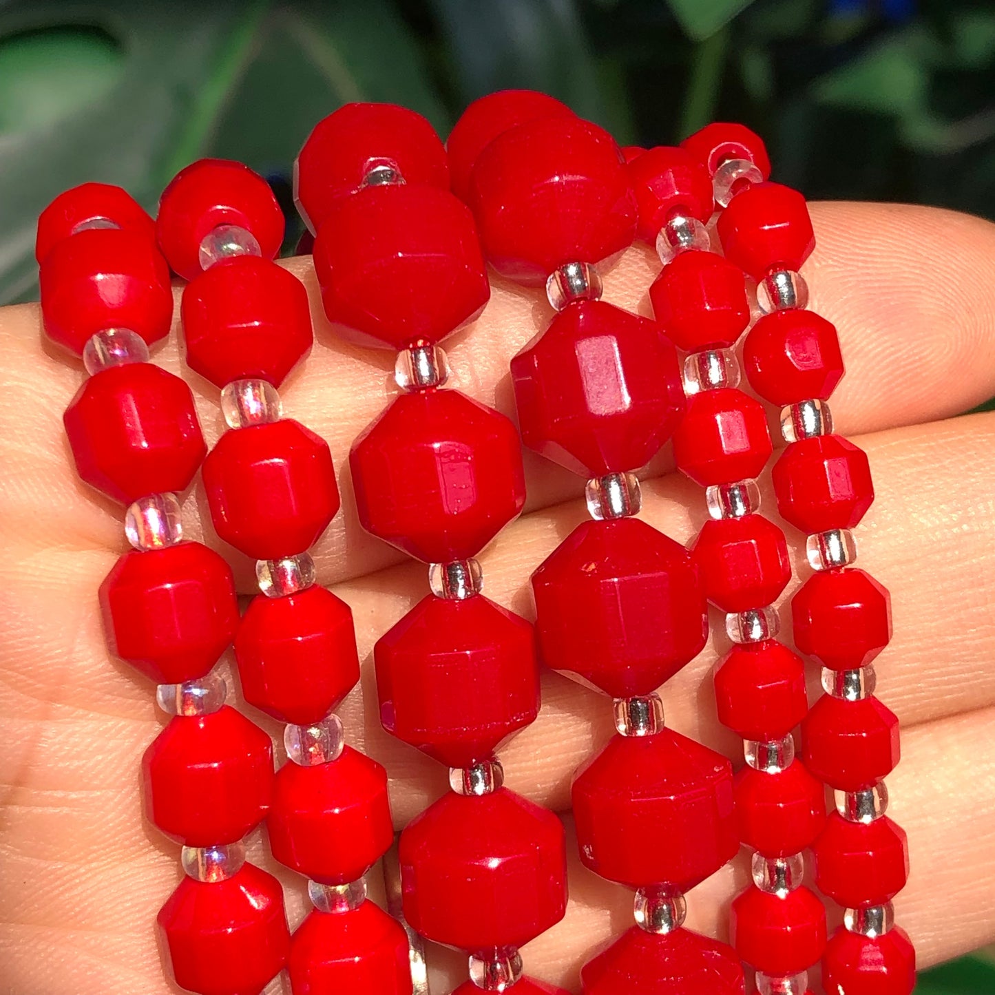 Faceted Red Coral Jades Bead Round Natural Stone