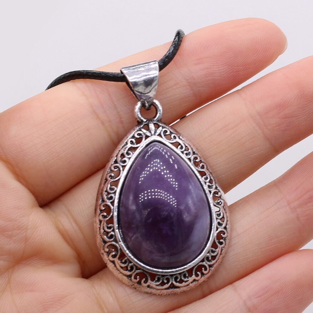 Natural Stone Necklace Water Drop Crystal