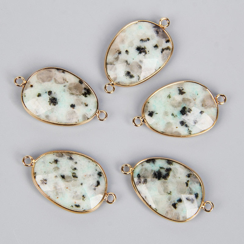Double Sided Faceted Natural Stone Slice Charm