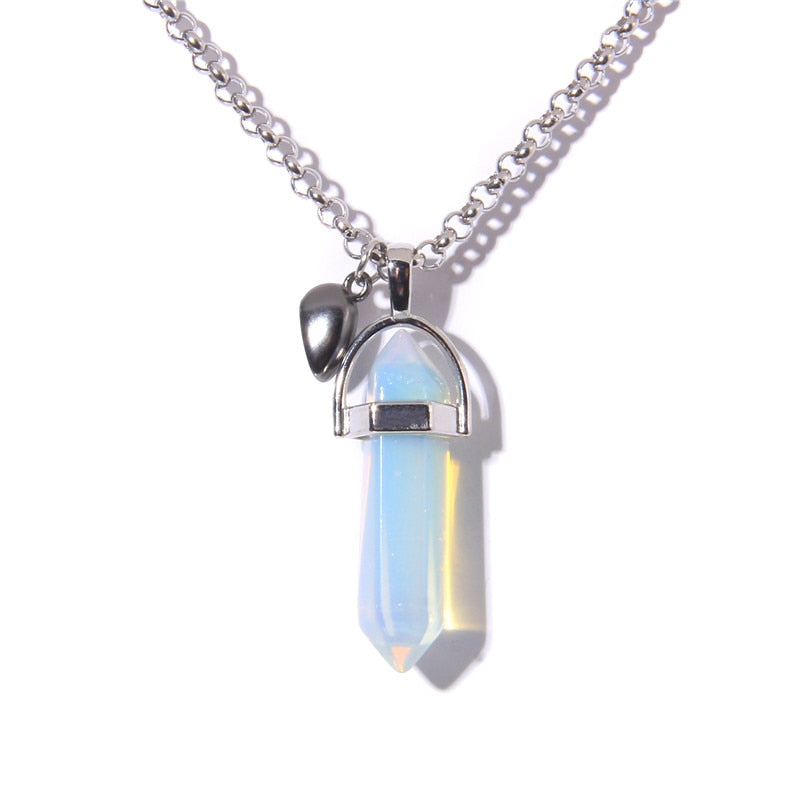 Magnetic Heart Couple Necklace Natural Quartz