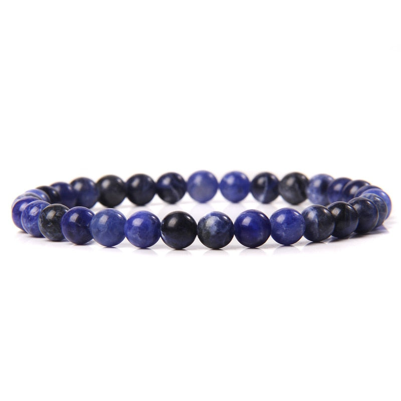 Natural Stone Blue 6MM Beads Bracelets For Women