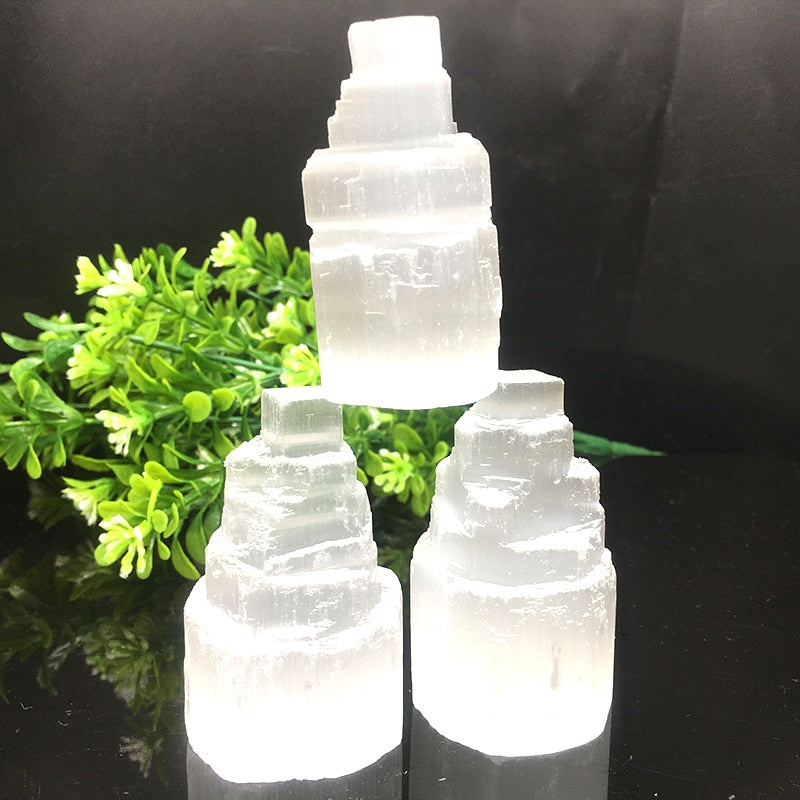 Selenite Lamp White Gemstones Ice Berg Carved