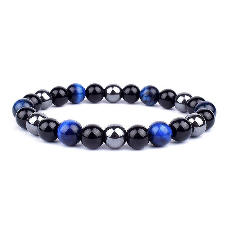 Men Bracelets 10mm Natural Stone Black Onyx