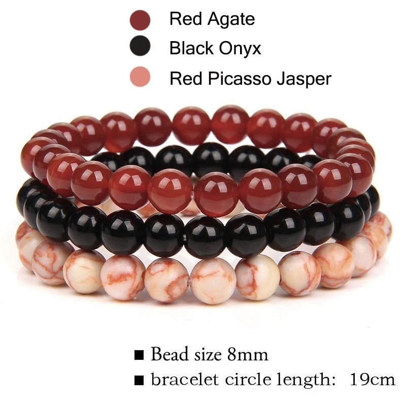 8mm Natural Stone Bracelet Sets Rhodonite
