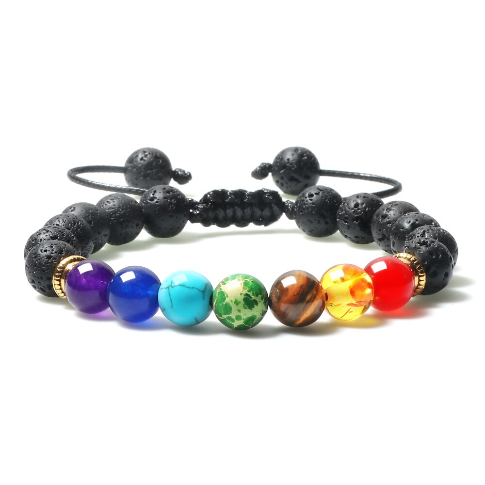 Natural Volcanic Rock Stone Men Bracelets