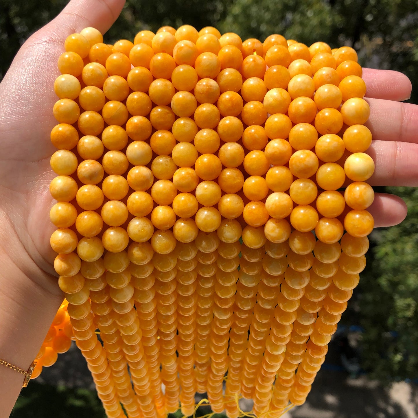 Natural Yellow Beeswax Jades chalcedony Stone Beads