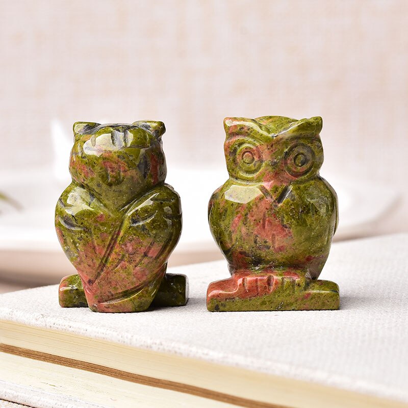Carved Owl Animal Ornaments Aventurine