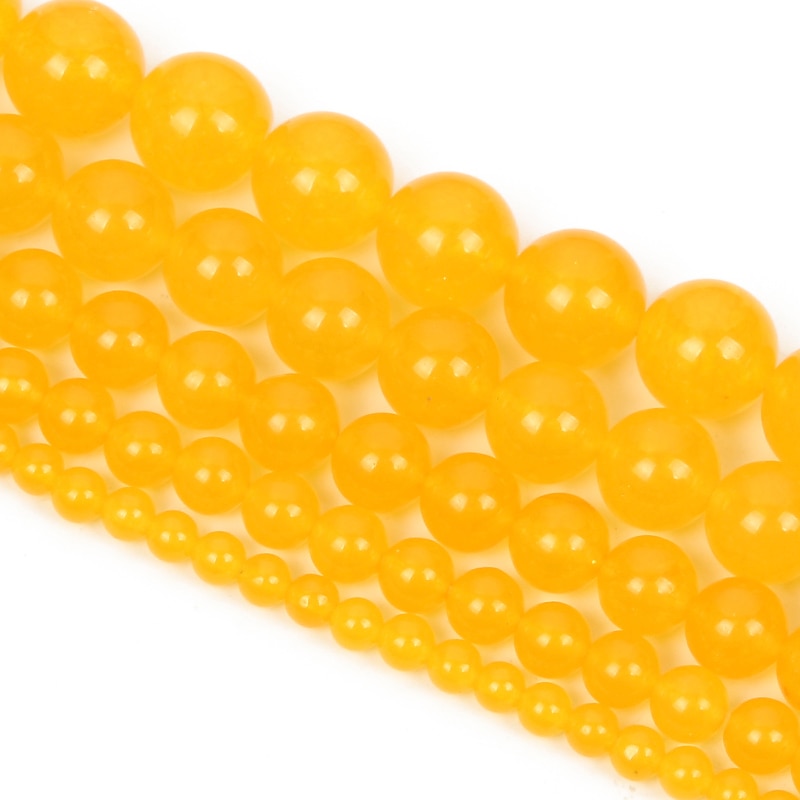 Stone Beads Yellow Chalcedony Jades Round Loose Beads