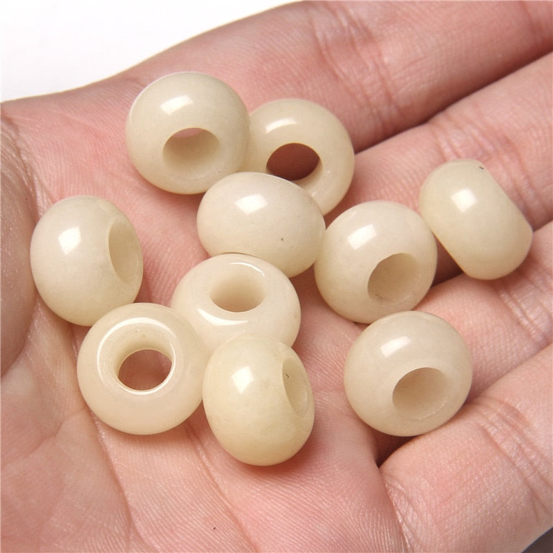 Stone Charms Pendant Spacer Round Big Hole Beads