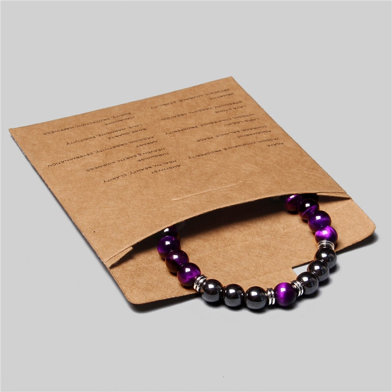 Men Bracelet Natural Hematite Tiger Eye Bead
