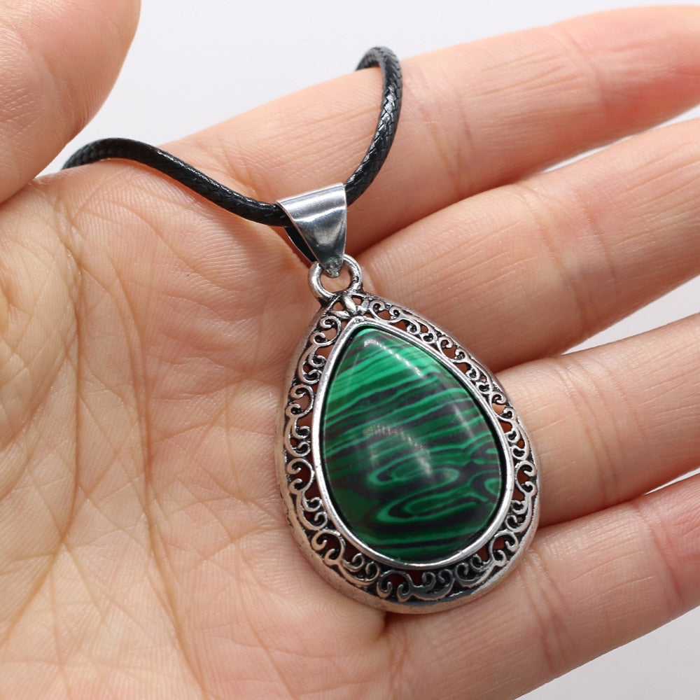 Natural Stone Necklace Water Drop Crystal