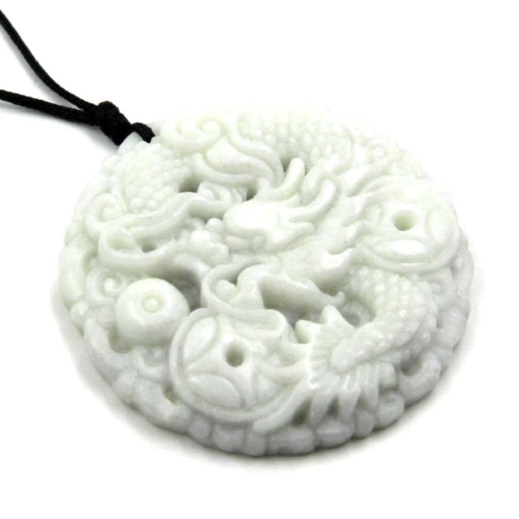 Natural White jade Dragon Phoenix Pendant