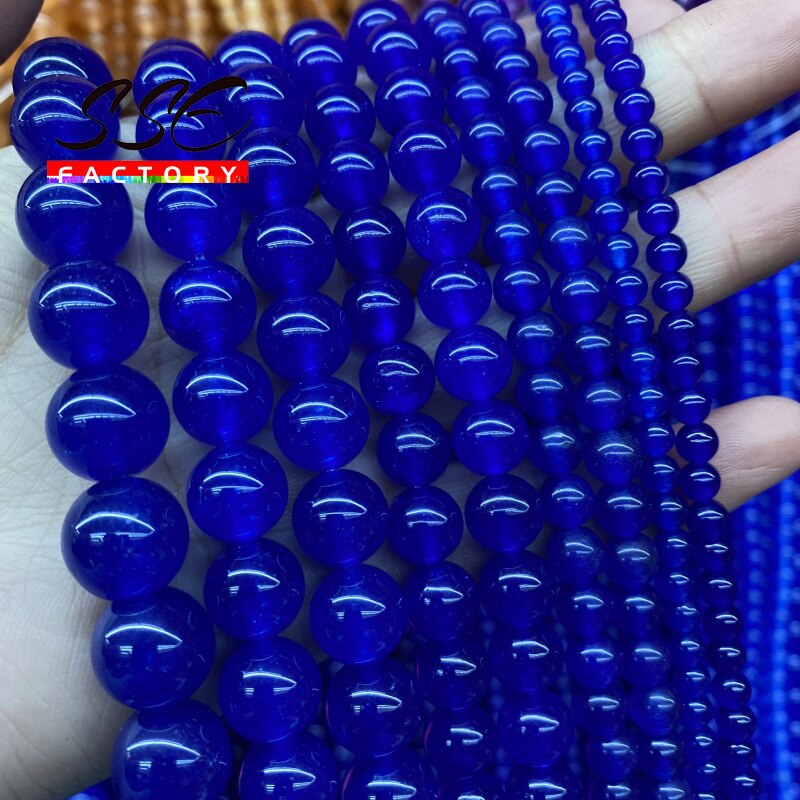 Natural Stone Beads Dark Blue Jades Chalcedony