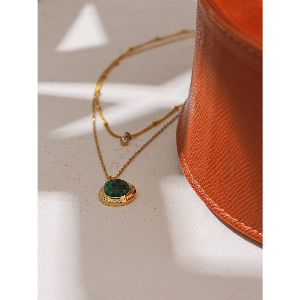 Exquisite Round Natural Stone Layered Necklace
