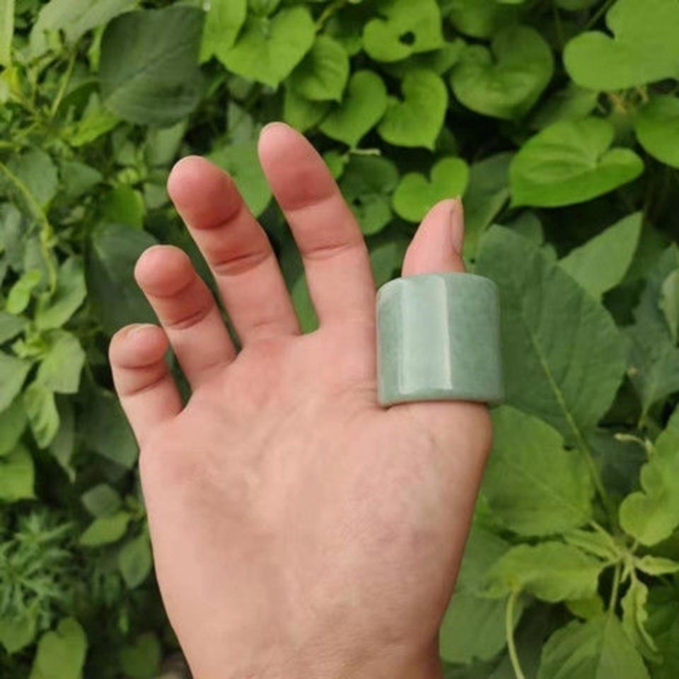 Genuine Natural Jade Wide Ring Bands Men Women