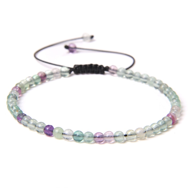 Adjustable 4MM Stone Beads Bracelet For Women