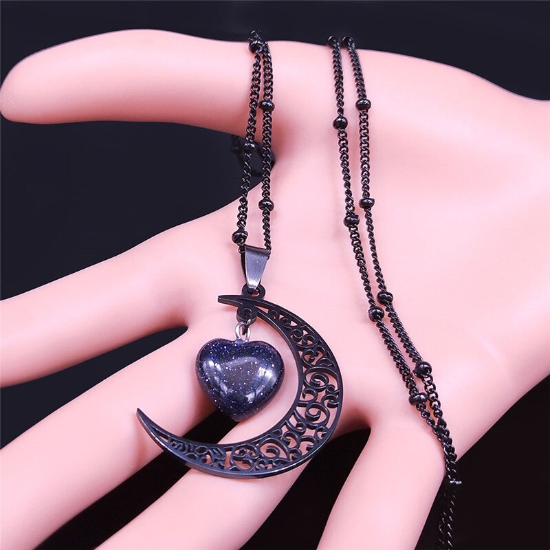 Black Color Stainless Steel Natural Stone Charm