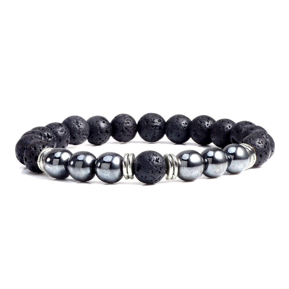 Natural Volcanic Rock Stone Men Bracelets