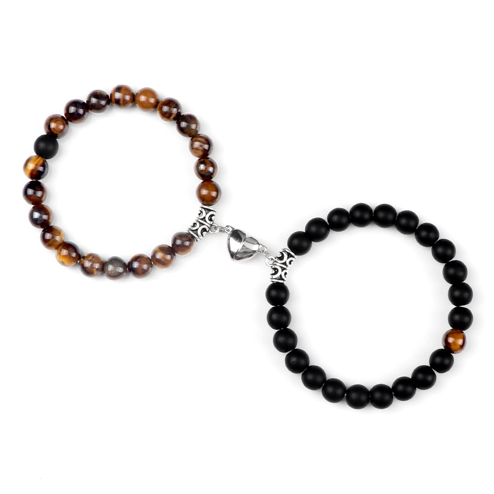 Stone Beads Bracelet for Lovers Heart Magnet Attraction