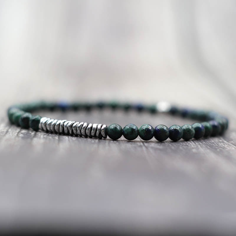 Bracelet Men Natural Volcanic Rock Tiger Eye Beaded