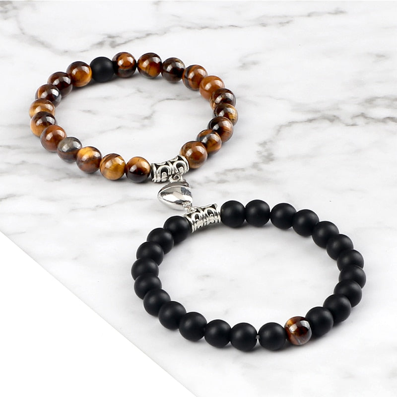 Beads Bracelet For Lovers Natural Stone Distance Heart