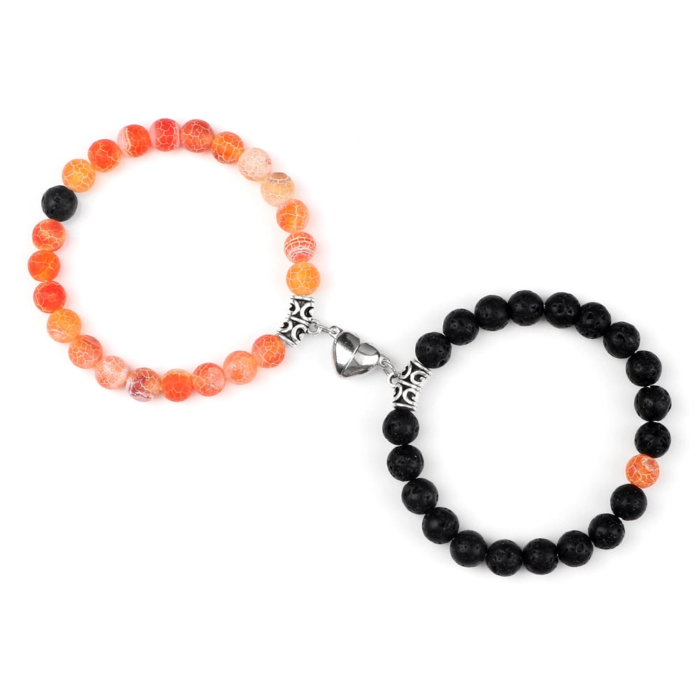 Stone Beads Bracelet for Lovers Heart Magnet Attraction