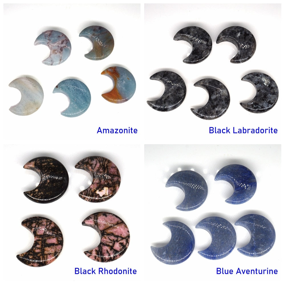 Moon Shaped Statue Natural Crystal Stone Colorful