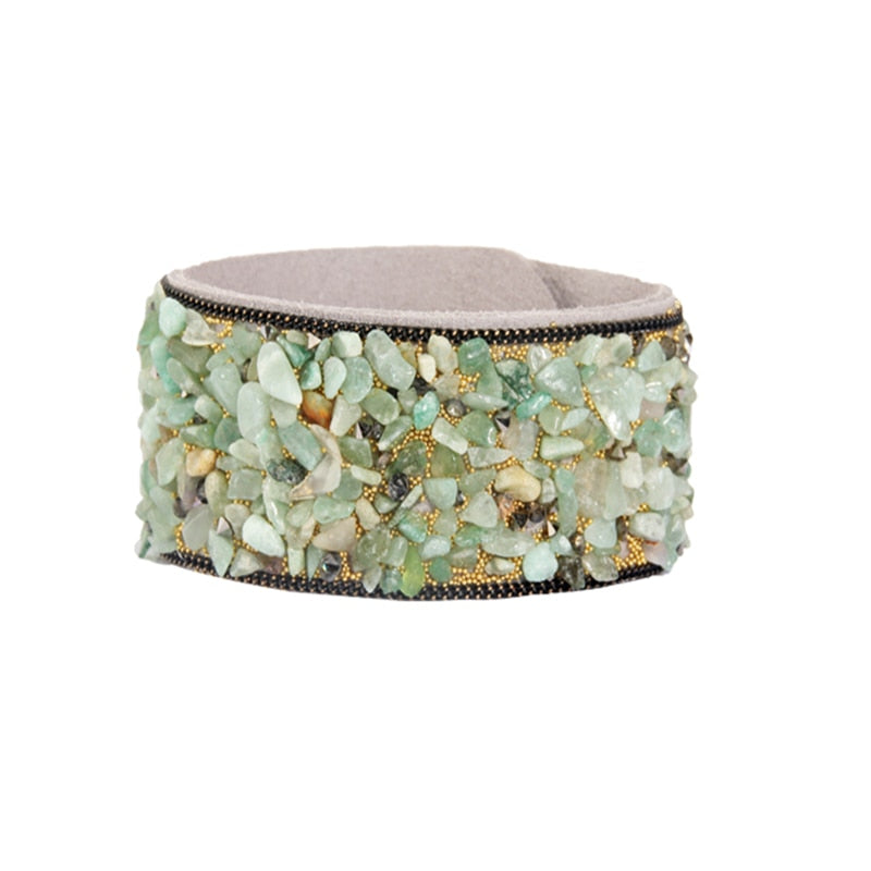 Stone Bracelets For Women Wrap Cuff Slake Leather