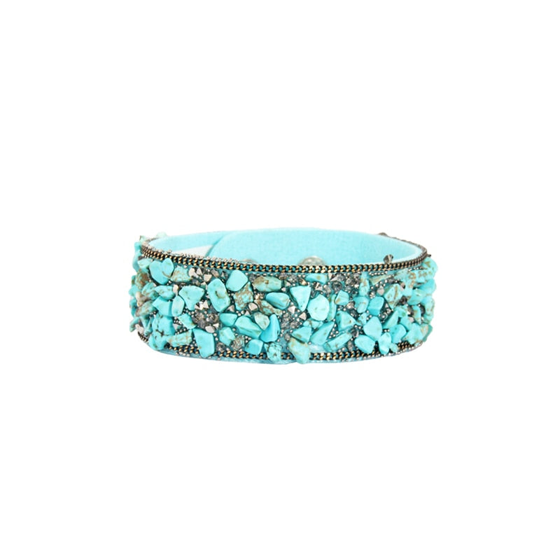 Stone Bracelets For Women Wrap Cuff Slake Leather