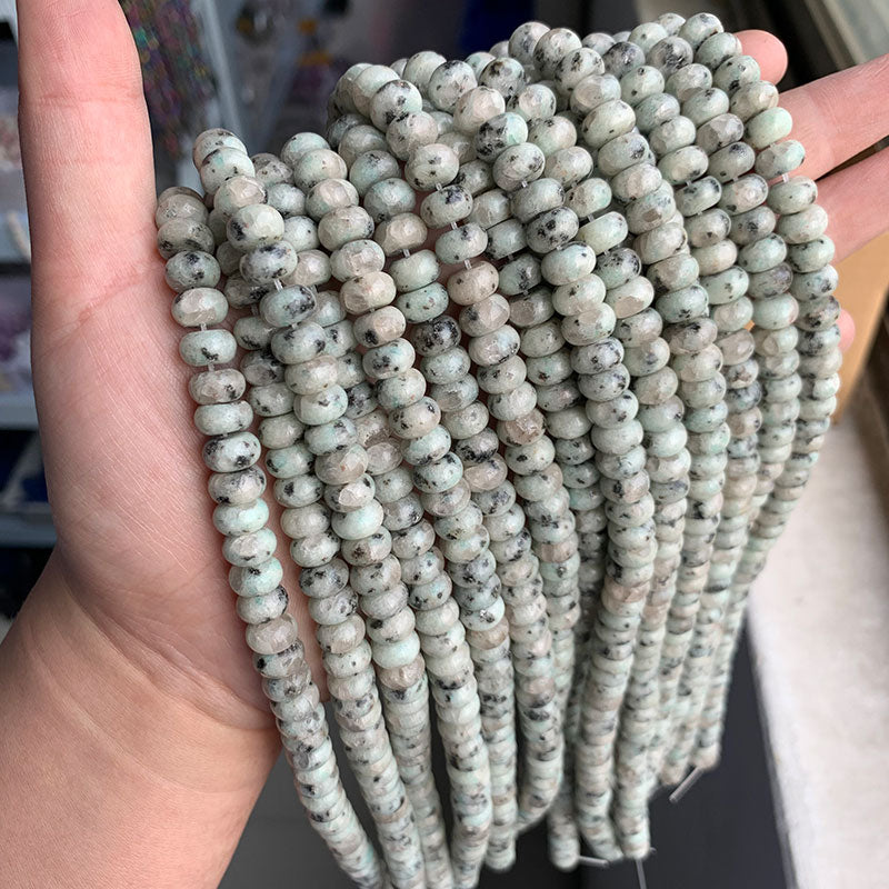 Stone Rondelle Beads Jaspers Jade Spacer Round Flat Bead