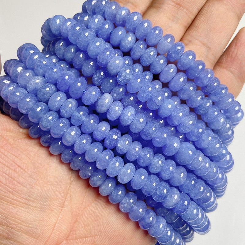 Stone Rondelle Beads Jaspers Jade Spacer Round Flat Bead