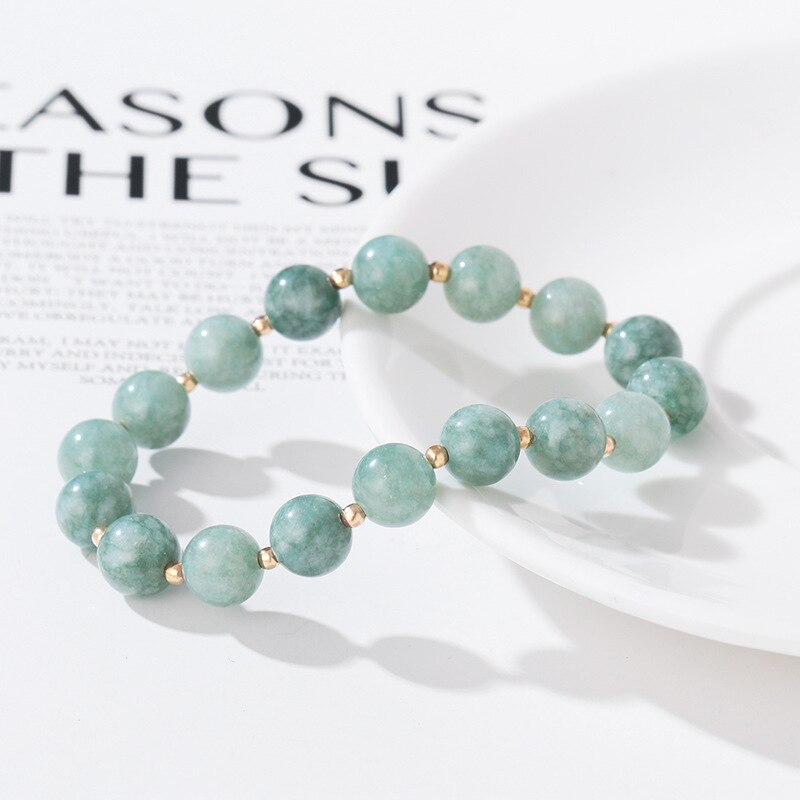 Double Layers Green Natural Crystal Jade