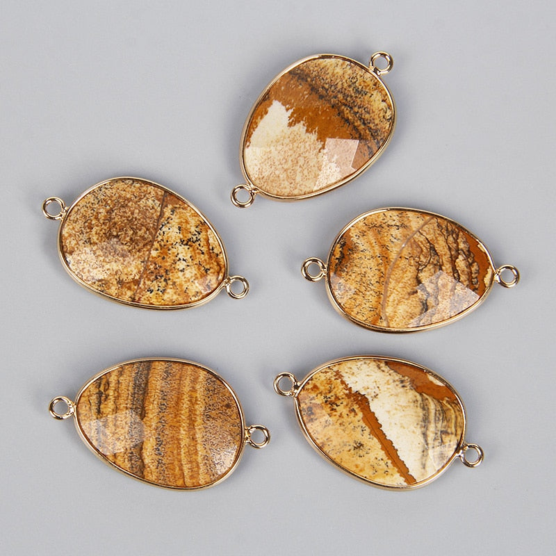 Double Sided Faceted Natural Stone Slice Charm