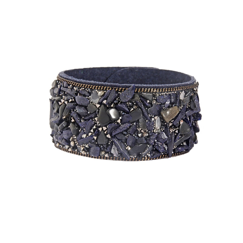 Stone Bracelets For Women Wrap Cuff Slake Leather