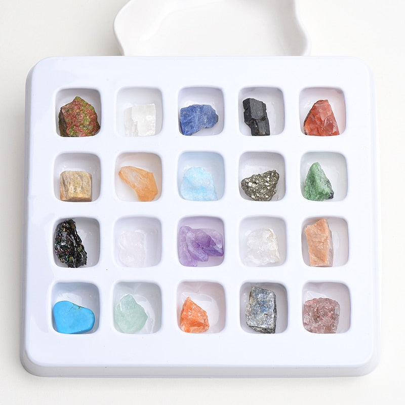 Natural Stone Fossil Box Raw Mineral Crystal Fluorite