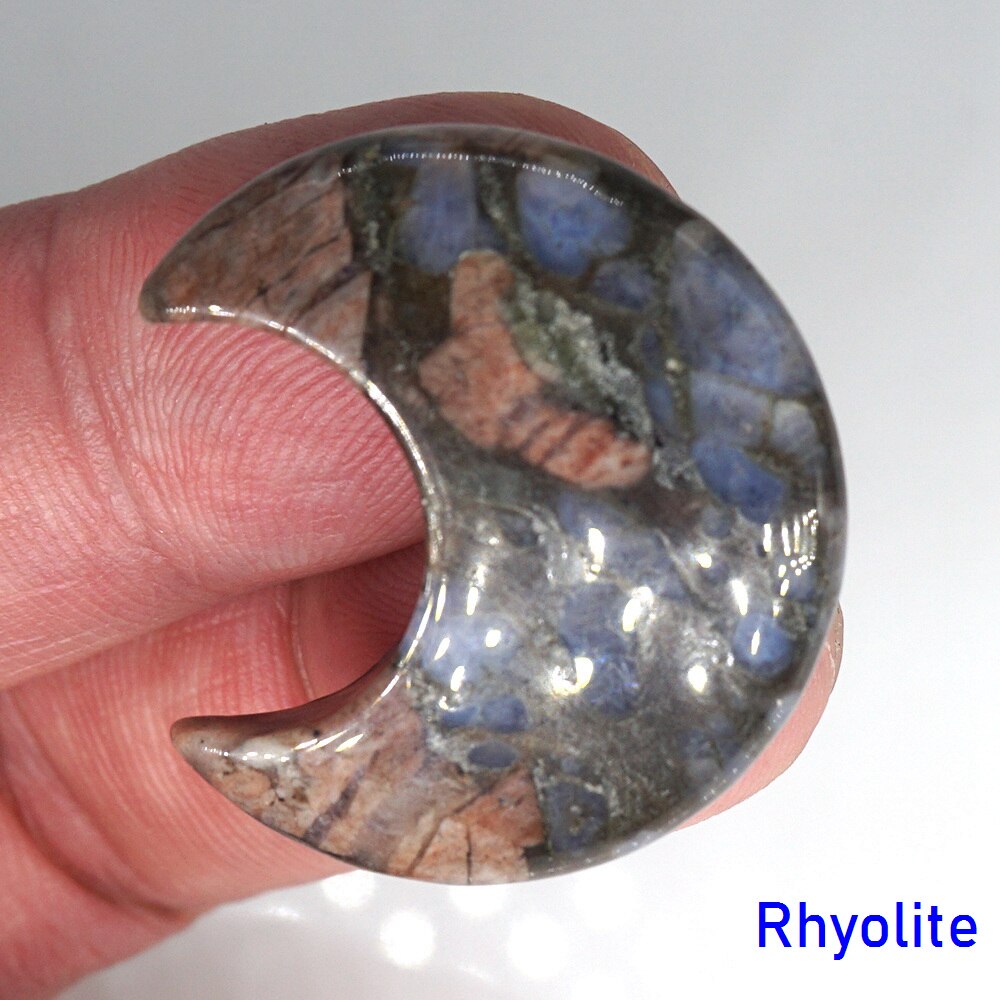 Moon Shaped Statue Natural Crystal Stone Colorful