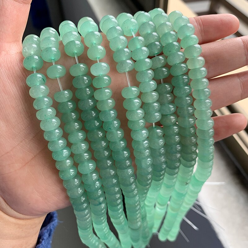 Stone Rondelle Beads Jaspers Jade Spacer Round Flat Bead
