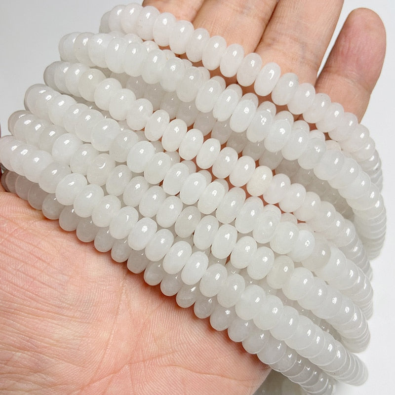 Stone Rondelle Beads Jaspers Jade Spacer Round Flat Bead