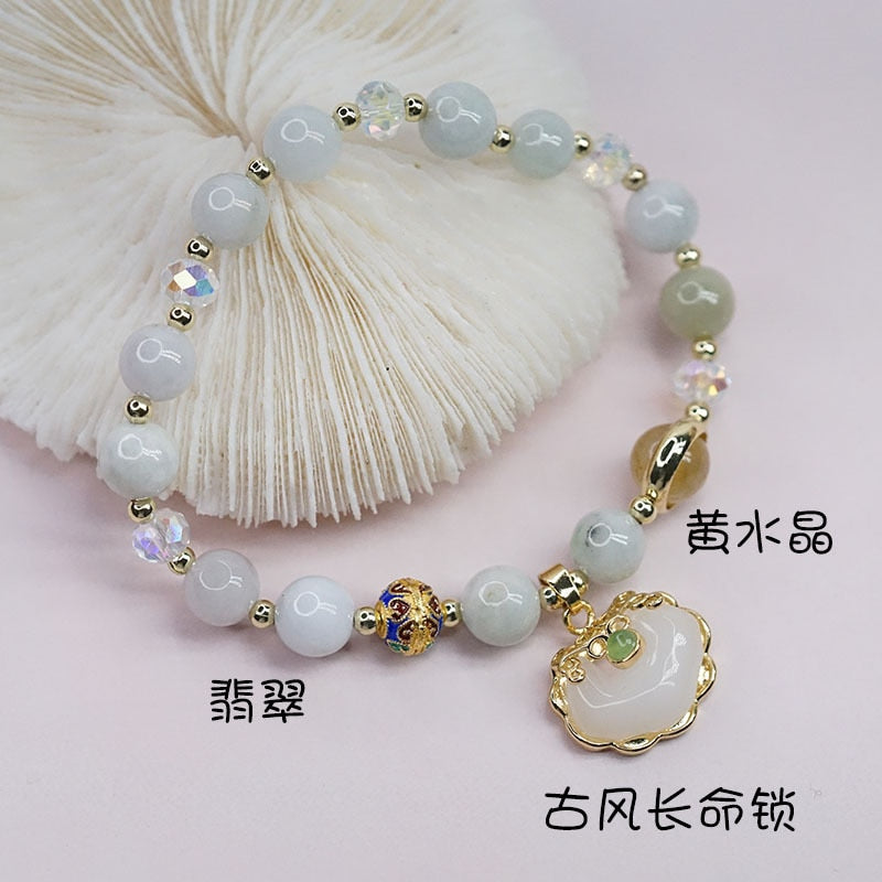 Lucky Local Pendant Vintage Jade Yellow Crystal Stone