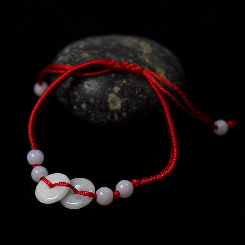 Geometric Natural Jade Red Rope Braid Bracelets