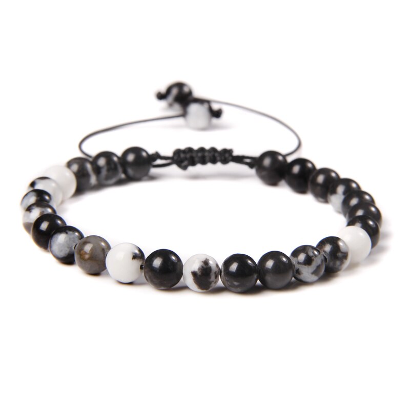 Men Bracelets Adjustable 6 mm Natural Green Jade