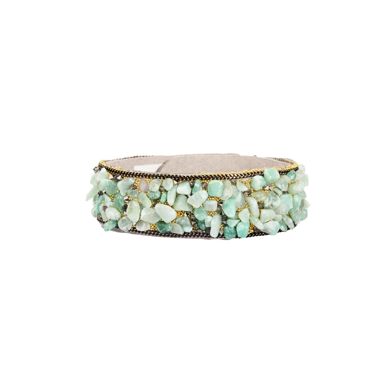 Stone Bracelets For Women Wrap Cuff Slake Leather