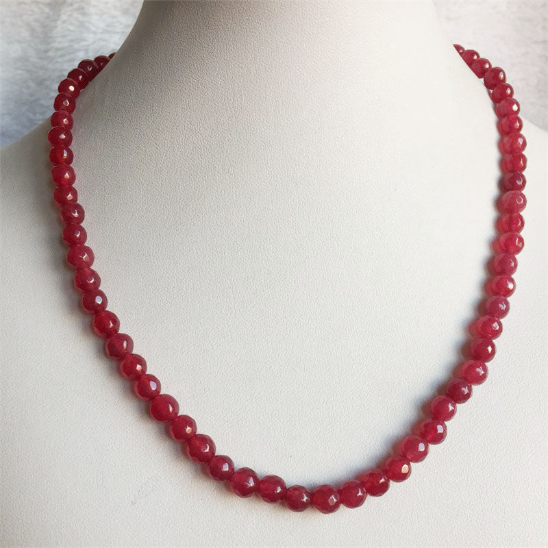 Faceted Sapphire Emerald Ruby Jade Necklace Natural Stone