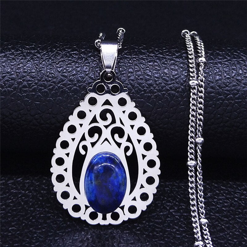 Natural Stone Lapis Lazuli Big Long Bohemia Charm