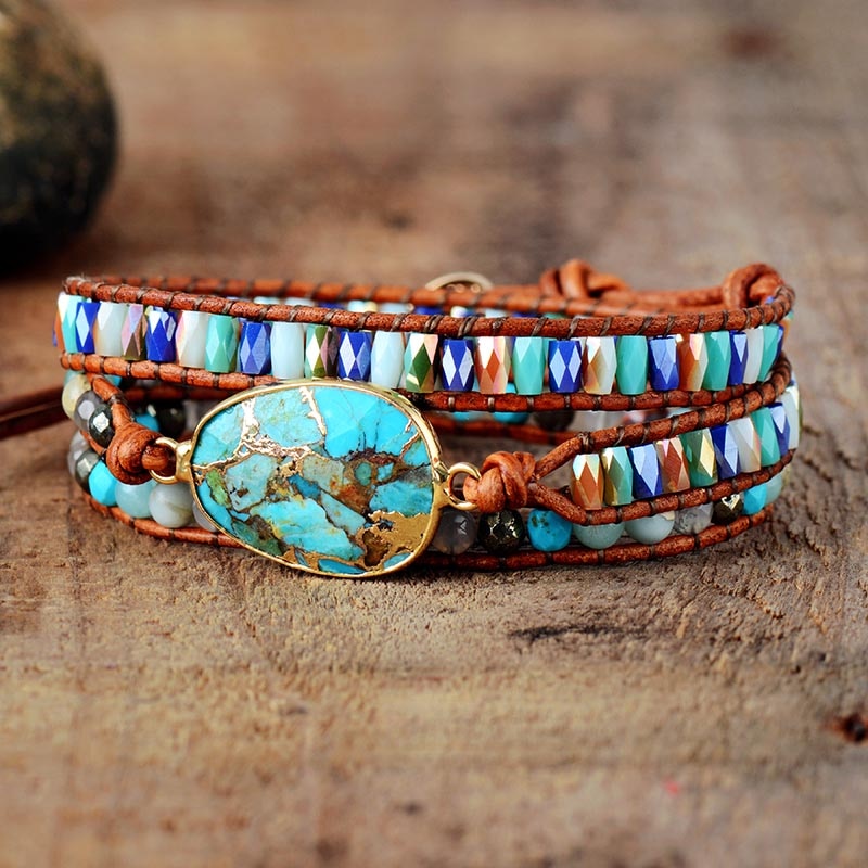 High End Women Bracelets Gilded Natural Stones